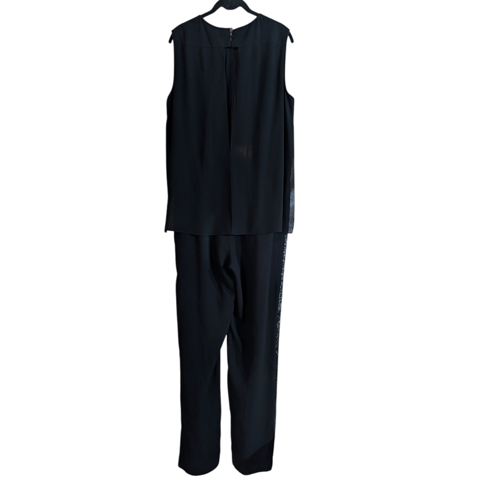 BCBGMAXAZRIA Mirabella Black Jumpsuit NWT Sequin Side Panels Sleeveless Size L - Picture 8 of 16